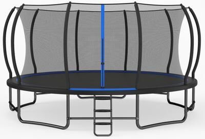 Costway Outdoor Recreational Trampoline Giant Round Rebounder with Enclosure Net-Blue