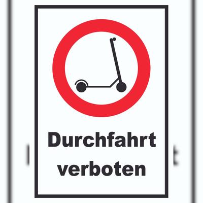 HB-Druck E- Scooter Durchfahrt verboten Schild Elektro -Tretroller Roller A1 (594x841mm)