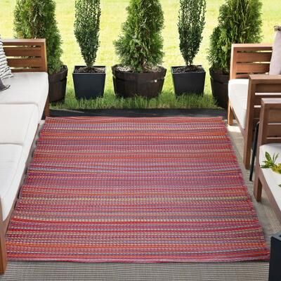 Alise Rugs Sundown Beach Stripe Indoor/Outdoor Area Rug