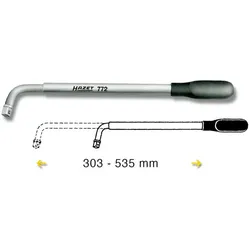 Hazet, Fahrzeug Werkzeug, Ausziehbarer Radmuttern-Schlüssel 772 ∙ Vierkant 12,5 mm (1/2 Zoll) ∙ 535 mm