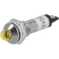 LED Signalleuchte, konvex, 12V DC, Ø8,2mm, Metall - Farbe: gelb
