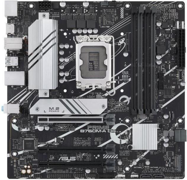 Asus Prime B760M-A D4-CSM Moederbord, Intel B760, LGA 1700, DDR4, micro ATX