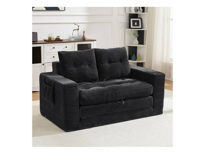 Celya Sofa Zweier-Sofa, ideal zum Liegen und Sitzen, mit verbreiterten Armlehnen und seitlichen Taschen, Geeignet für Wohnzimmer, Schlafzimmer und Büro