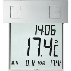 TFA Fensterthermometer 30.1035 Vision Solar außen, digital, selbstklebend, mit Uhrzeit
