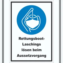 HB-Druck Rettungsboot-Laschings lösen beim Aussetzvorgang Aufkleber A4 (210x297mm)