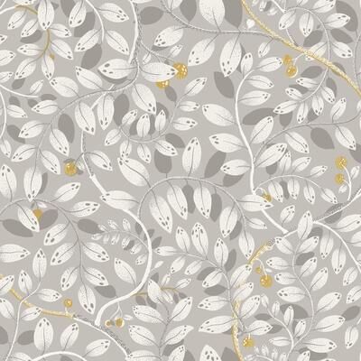 A-Street Prints Kirke Grey Leafy Vines Wallpaper