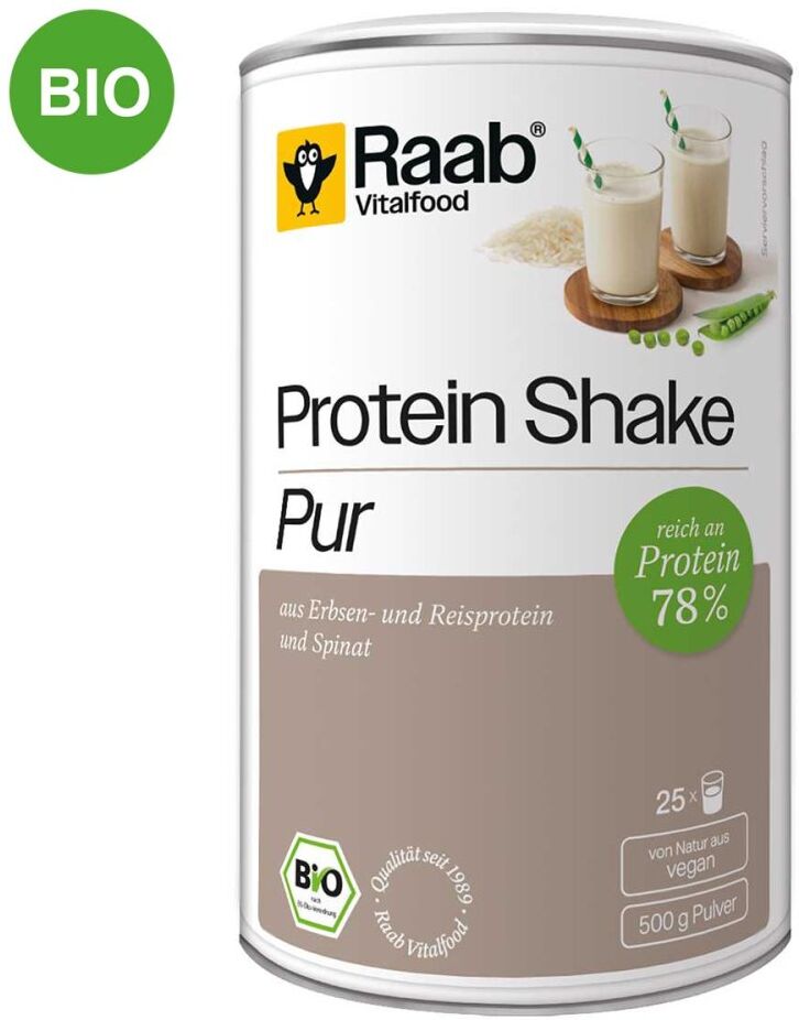 Raab Vitalfood Protein Shake Pur Bio Pulver 500g