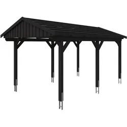 Skan Holz Fichtelberg - Satteldach Einzelcarport Breite 317 cm Gr. 1 - 317 x 566 cm Dachlattung anthrazit Holzcarport