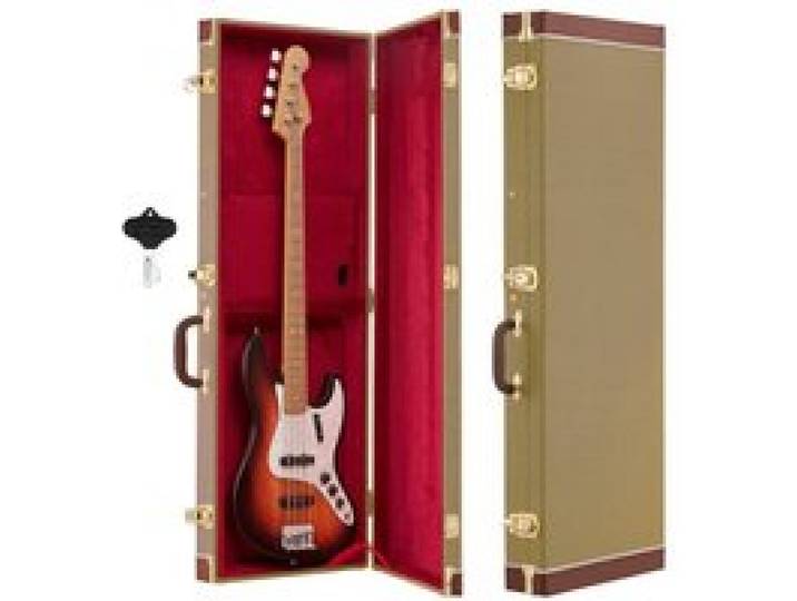 VEVOR E-Gitarrenkoffer für 39-Zoll-ST/Tele-Gitarren 105 cm Harschalenkoffer, Gitarrenkoffer aus Holz mit Schloss, Polsterung, Zubehörfach und Schlüssel, Rechteckiger Hartschalen-Formkoffer