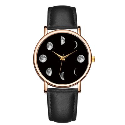 ModernMart Moon Phase Quartz Watch For Women Elegant Minimalist Wristwatch With Lunar Dial dark Brown