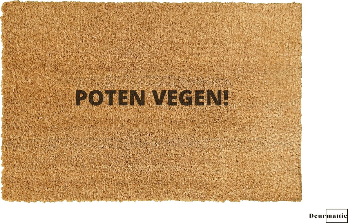 Grappige kokos deurmat met tekst Poten vegen voor binnen en buiten