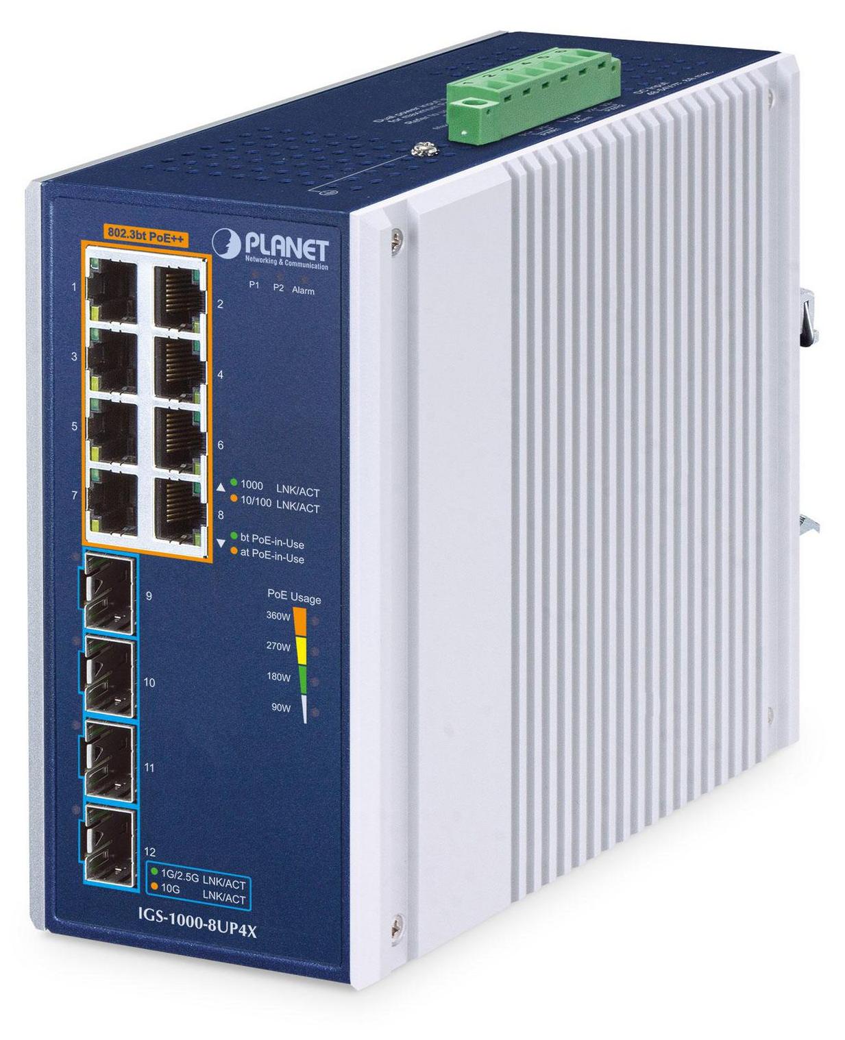 PLANET IP30 Industrial 8-Port, Unmanaged, Gigabit Ethernet (10/100/1000), Vollduplex, Wandmontage
