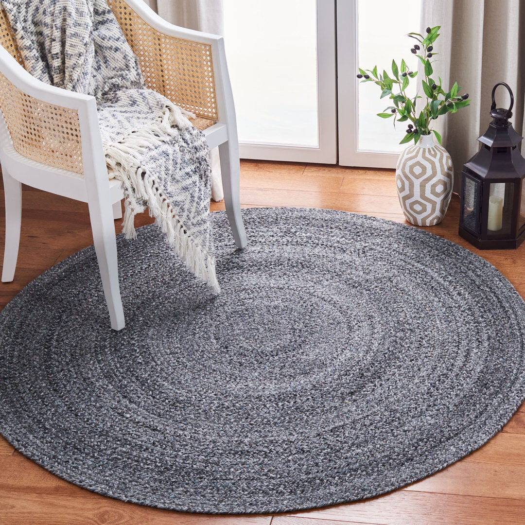 Bloomsbury Market Round Alik Flatweave Area Rug Charcoal Round 122 cm