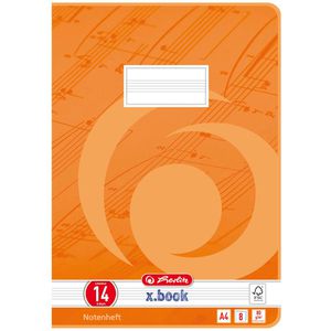 Herlitz Notenheft x-book, 3324407, Lineatur 14, A4, 12 Notenzeilen pro Seite, 80 g/m², 8 Blatt