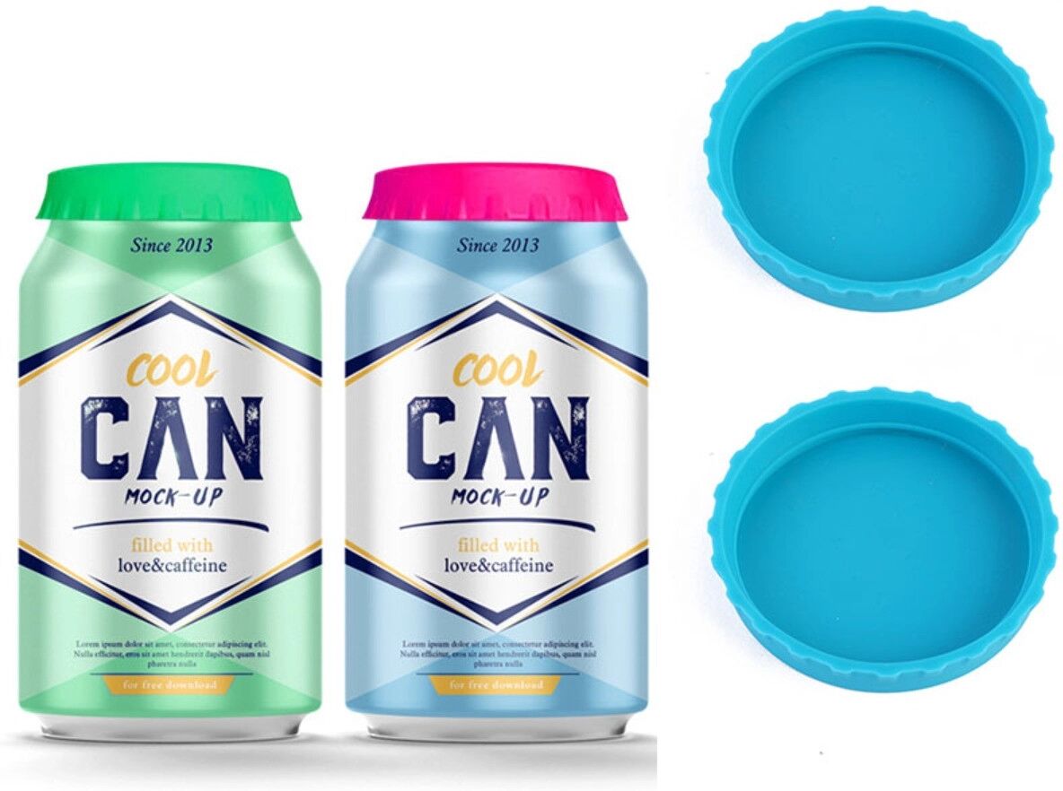INF Silikon-Dosenverschluss 2er-Set — Auslaufsicherer Weichrand für Soda- und Bierdosen, wiederverwendbarer Pull-Tab-Deckel, Blau