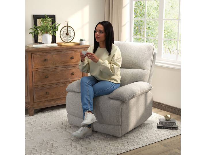 HOMCOM Fauteuil Relax Inclinable Tissu Lin Gris Clair
