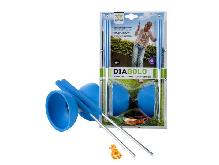 Diabolo Blauw Rubber Aluminium stokken