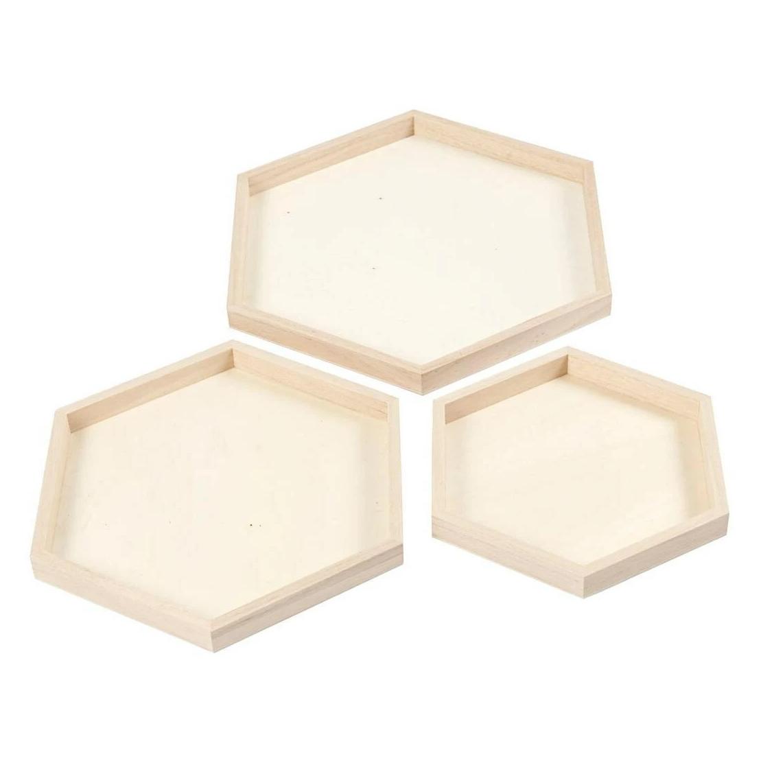 Creativ Company Holzartikel Tablett 3 Stück (55317)