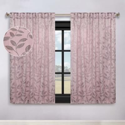 Superior Leaves Back Tab Curtains Room Darkening Machine Washable, Set of 2