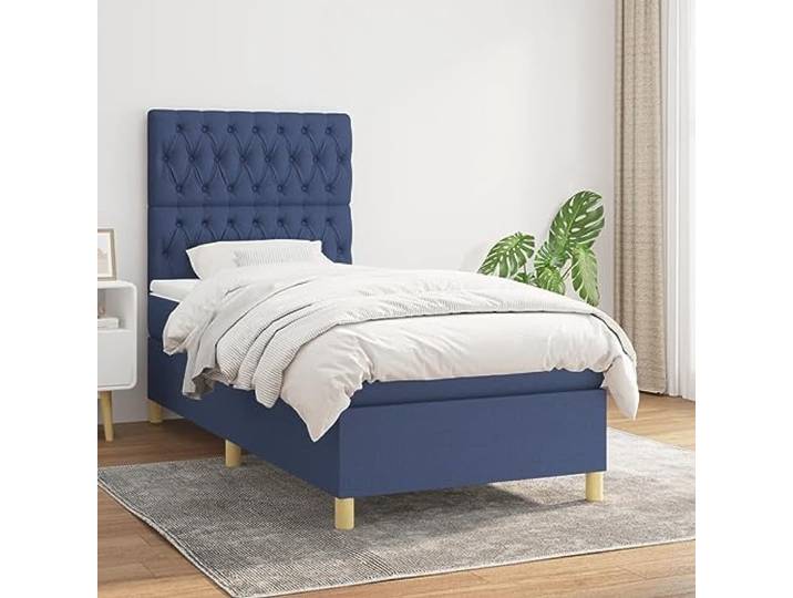 RJPLMFV Lattenrost mit Matratze, 90 x 200 cm, Blau Verstellbarer Kopf, Taschenfedern, Rückenstütze, langlebig, atmungsaktiv