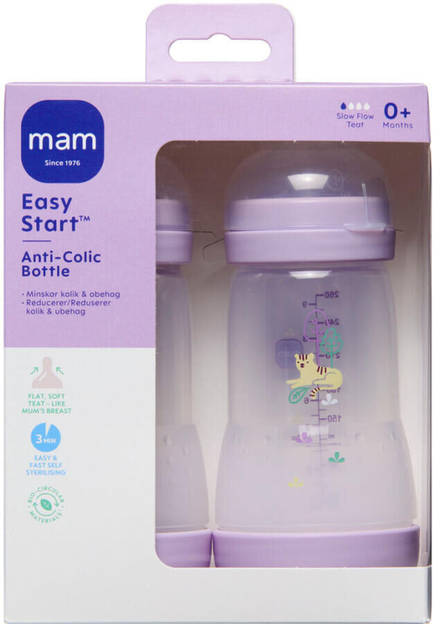 MAM Anti-Colic Sutteflaske assorterede farver 2 stk