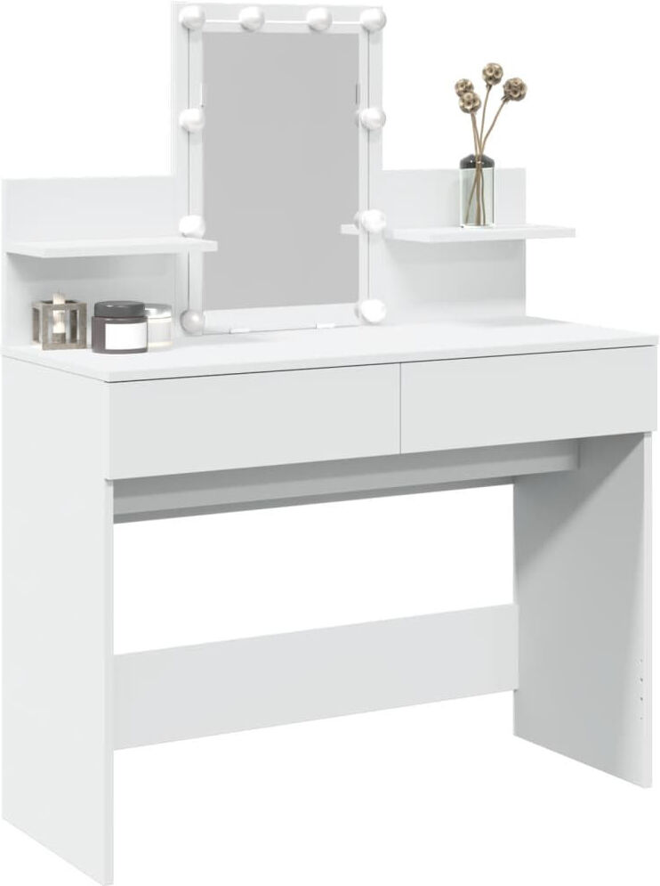Metro Dressing Table with Mirror White 130cm H X 100cm W X 40cm D
