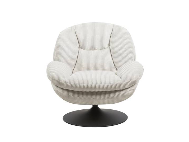 Fauteuil pivotant velours côtelé blanc
