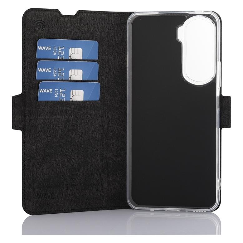 Wave BookCase -suojakotelo, Honor 90 Lite, musta (Honor 90 Lite) (WAVE-BC-HN-90L-BK)