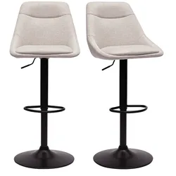 Drehbare Barhocker aus Stoff in Samtoptik Beige und Metall, höhenverstellbar 360° (2er-Set) ALESS