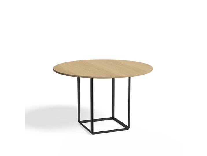 New Works Florence Esstisch rund natural oak, ø120cm, Schwarzes Gestell