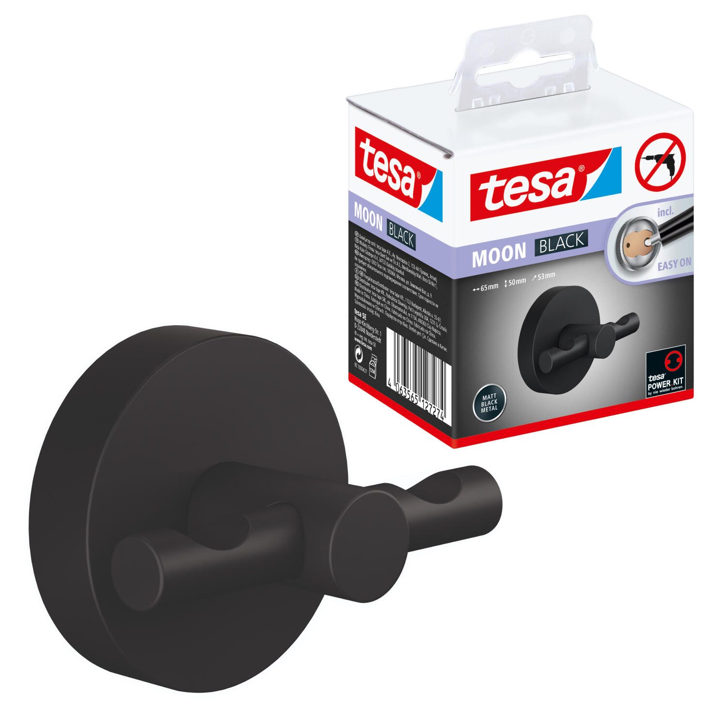 tesa Handtuchhaken MOON schwarz 40564-00000-00