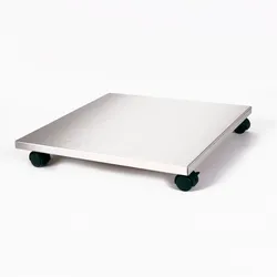 Möbelroller / Pflanzenroller (Profi) 50x50 cm, Edelstahl, 100kg, Bürorollen + Bremse, Marke: Szagato, Made in Germany