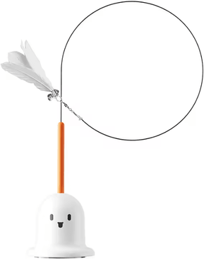 Inspire Curations BounceBird Interactive Cat Teaser Stick Toy white