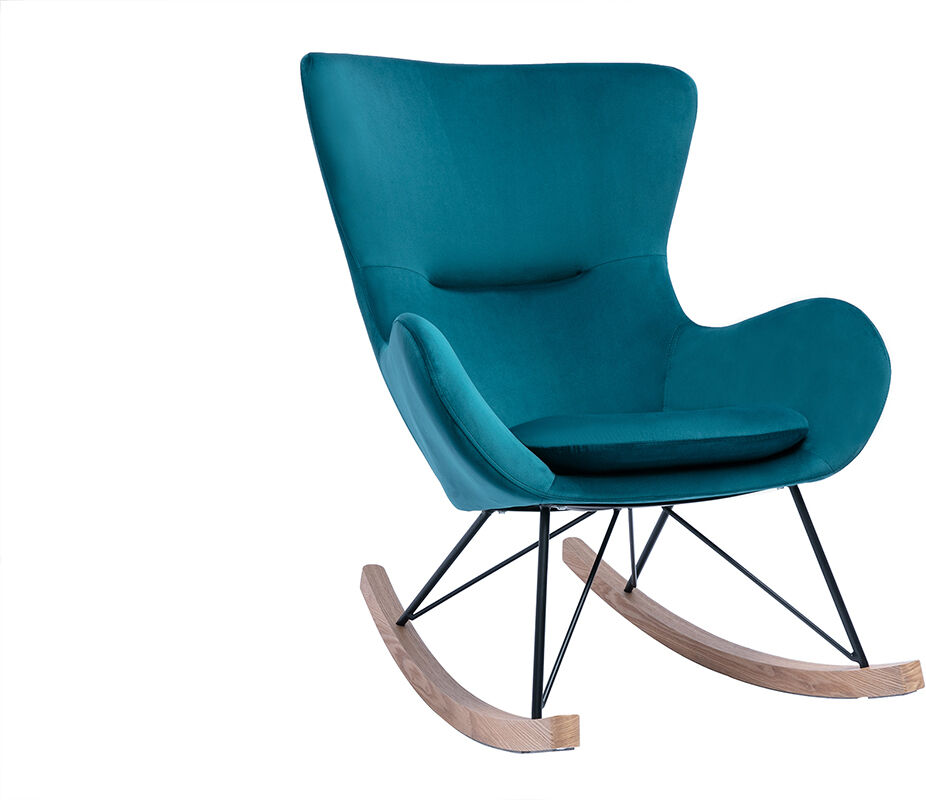 Miliboo Design-Schaukelstuhl Velours petrol ESKUA