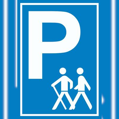 HB-Druck Wanderer Parkplatz Schild A3 Rückseite selbstklebend