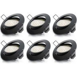 Brandson, Einbauleuchte, 6x LED Deckenspot Set, dimmbar & schwenkbar, Einbaustrahler, Einbauleuchte, Einbauspot, schwarz, 6er (Aluminium, Zinklegierung)