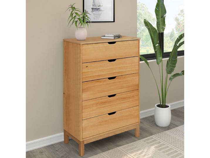 Kommode Paddon 113cm Braun/Kiefer Honig gebeizt