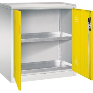 CP-Möbel Umweltschrank 8821-315, lichtgrau / gelb, 2 Wannenböden, 93 x 100 x 50cm