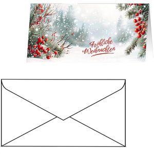 Sigel Weihnachtskarte DS645, Scandinavian Snow, 105 x 210mm, Klappkarte mit Umschlag, 25 Stück