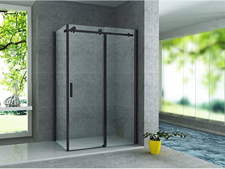 Aloni Douchecabine schuifdeur mat zwart 8mm 90x160x195cm