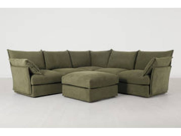 Ecksofa Model 06 mit Polsterhocker, Fenchelgrün