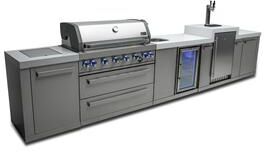 Mont Alpi MAi805-90KEGBEV 6-Burner L-Shaped 90 Corner Stainless Steel Outdoor Kitchen Island with Kegerator and Beverage Center