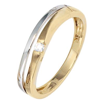 Goldring JOBO Gr. 62, gold (gelbgold 333), Fingerringe, Damen, 62, Gelbgold 333 Weißgold 333, Gelbgold 333, Weißgold 333, Goldring, 333 Gelbgold Weißgold mit Zirkonia
