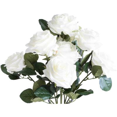 Kunstblume BOTANIC-HAUS "Rosenbusch Dijon", weiß, B:24cm H:45cm T:24cm Ø:24cm, Kunststoff, Kunstpflanzen