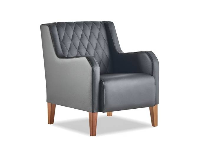 Xlmoebel Sessel Lehn Schwarz Leder Holz Modern 1-Sitzer Weiche Möbel (1-St., 1-Sitzer), Made in Europa