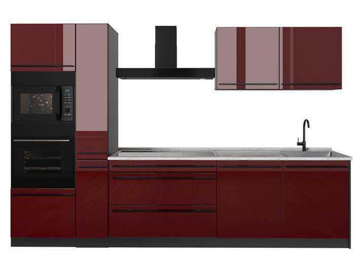 Küchenzeile Vicco R-Line Rot Hochglanz/Anthrazit 310 cm Arbeitsplatte Marmor, Model 66427