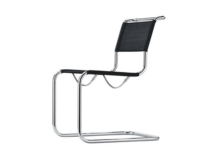 Thonet Freischwingerstuhl S33 schwarz Kunststoff Netzbespannung Gestell verchromt 49x85x66 cm