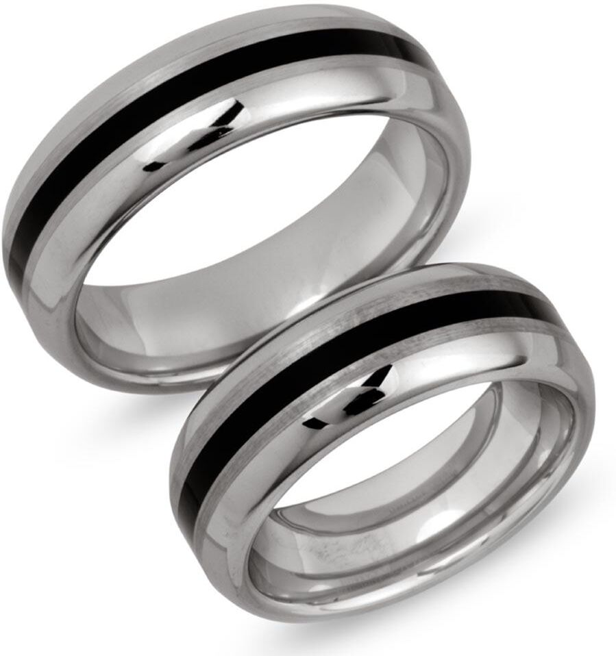 Unique Trauringe Wolfram Lackeinlage inkl. Gravur silber