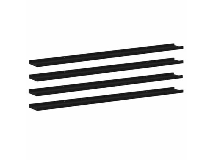 LASWWQMRF 4er Set Schweberegale Schwarz 115x9x3 cm MDF Wandboard Elegantes Bilderleisten Set aus MDF für Wohnzimmer und Schlafzimmer. Ideal für Fotos und kleine Pflanzentöpfe.