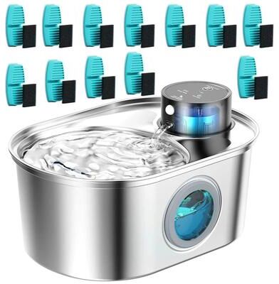 Uplifted Finds Premium 3.2L Stainless Steel Wireless Pet Fountain pet Water With 12 Chips